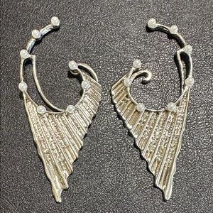 52.  MJartoria Silver Tone Ear Cuffs With Faux Pearls